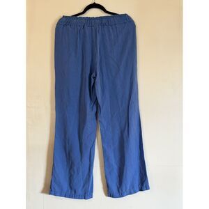 Wide Leg Chambray Pants Pockets Pull Up Soft Rayon Sz Small